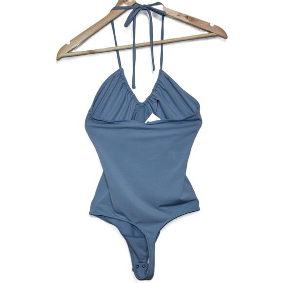 Womens Abercrombie & Fitch Soft A&F Blue Elastic Halter Top Bodysuit Size Small - Picture 2 of 6